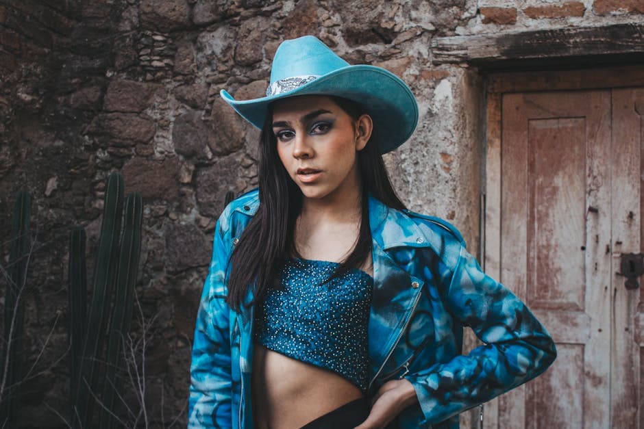 Acid Western outfit idea with cowboy hats