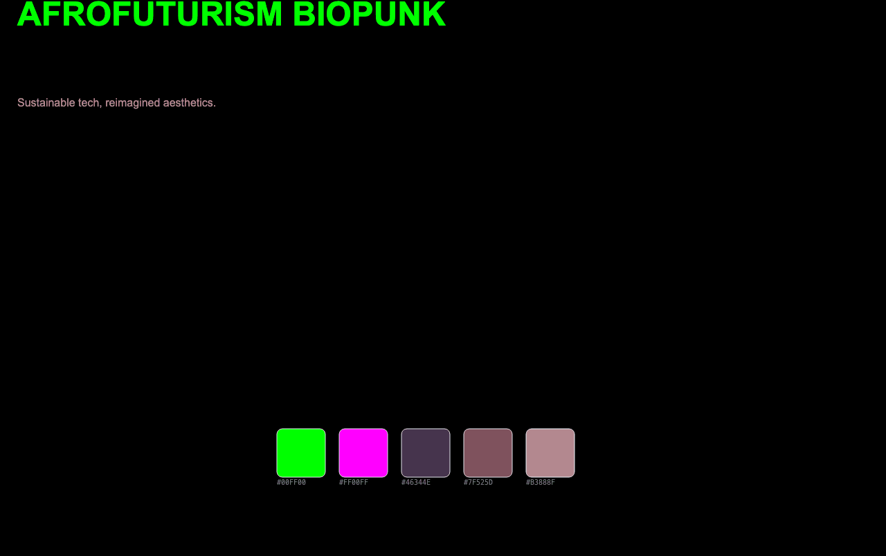 Complete Afrofuturism Biopunk moodboard layout with reference images and color palette