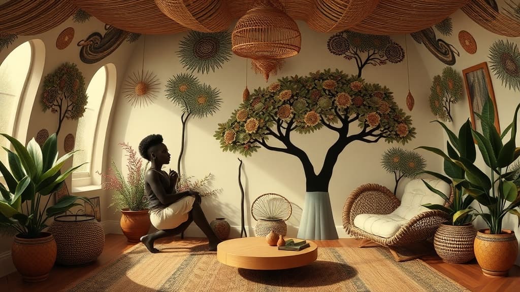 Afrofuturism Regency aesthetic idea with silk