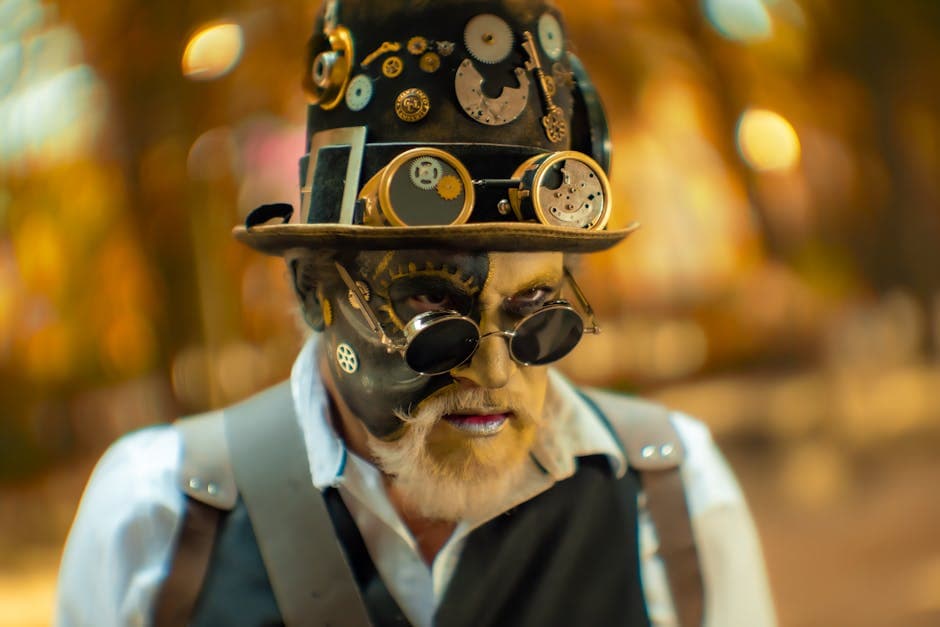 Afrofuturism Steampunk Deco aesthetic idea with polished brass