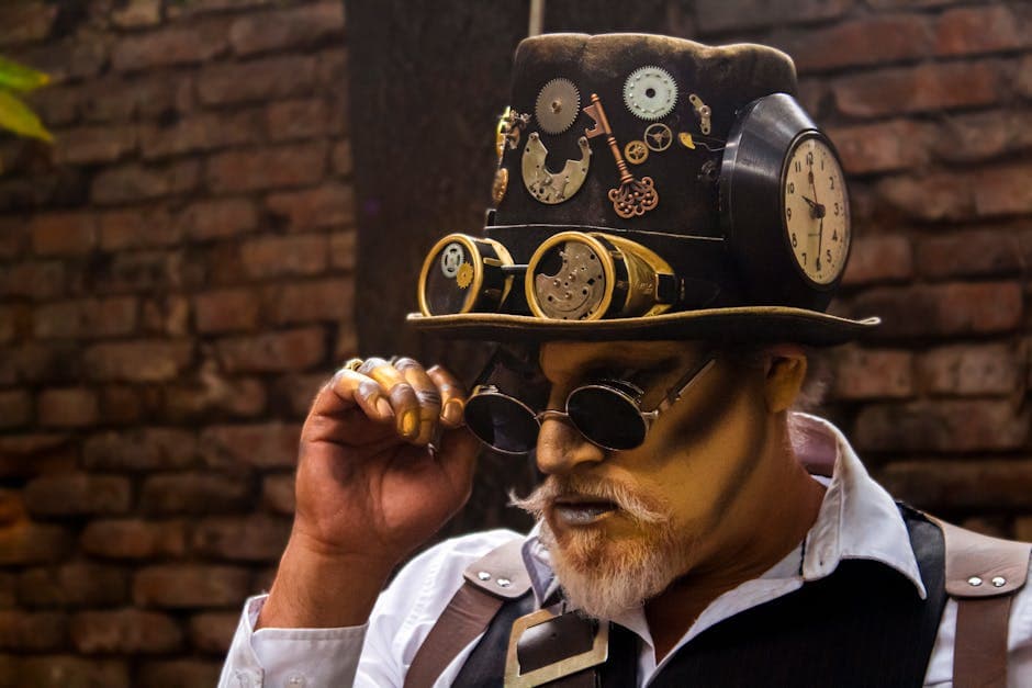 Afrofuturism Steampunk Deco aesthetic example featuring african textiles