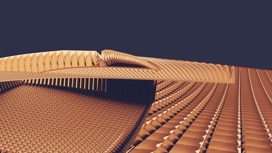 Biomorphic Art Deco architecture example featuring shimmering metals