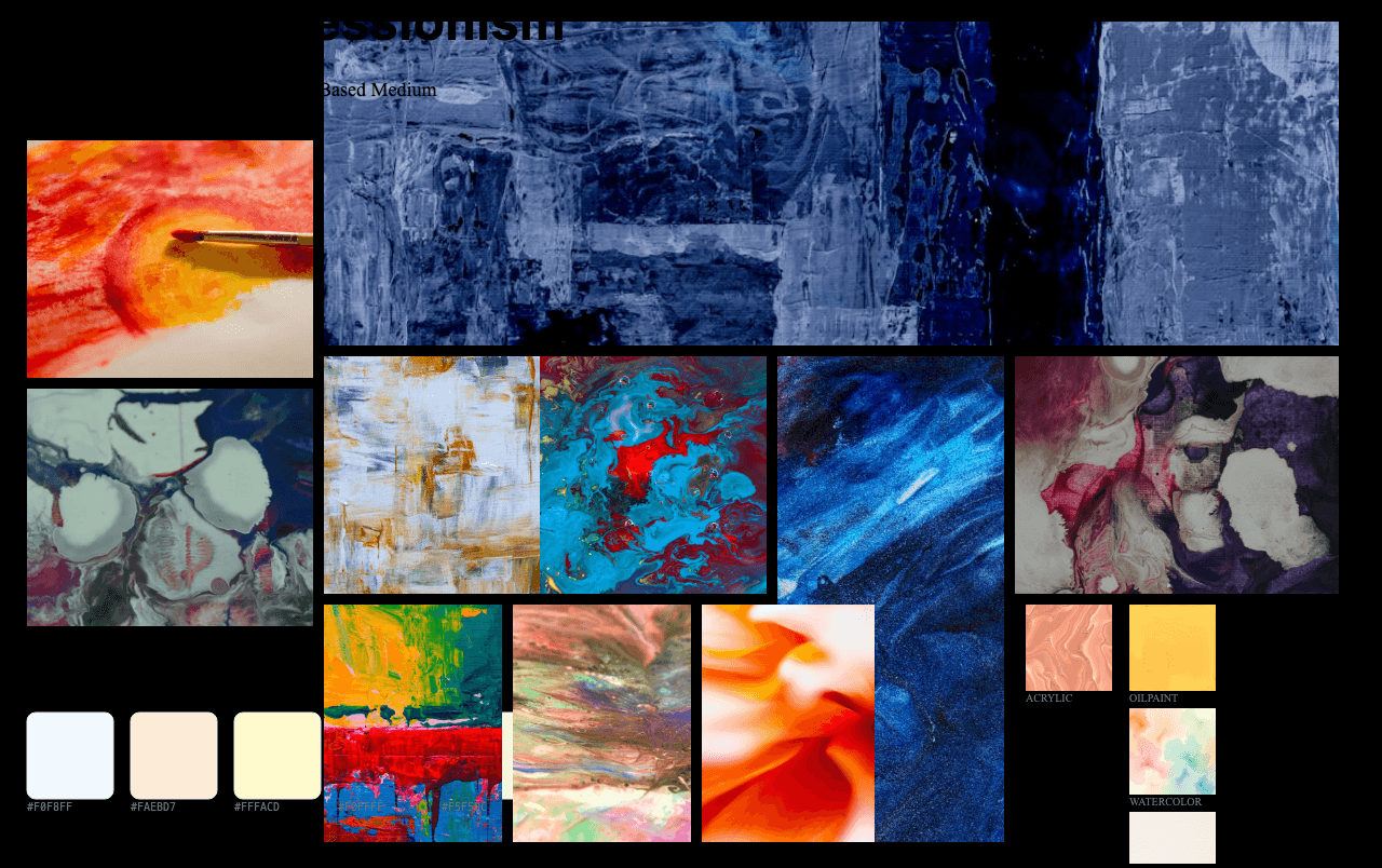 Complete Digital Impressionism moodboard layout with reference images and color palette