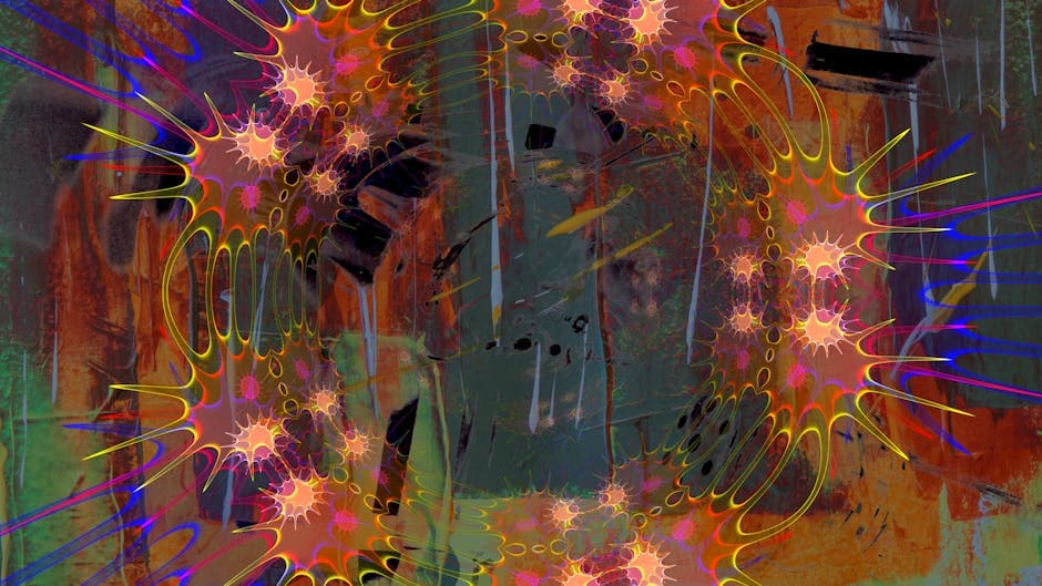 Psychedelic Deco Nouveau moodboard image showing organic