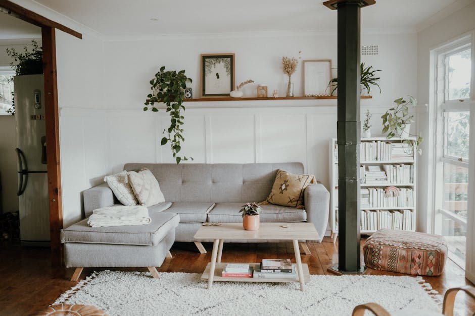 Boho Scandinavian aesthetic idea with wood