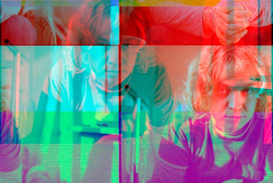 Psychedelic Glitch branding example featuring holographic