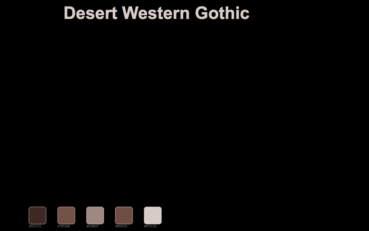Complete Desert Western Gothic moodboard layout with reference images and color palette