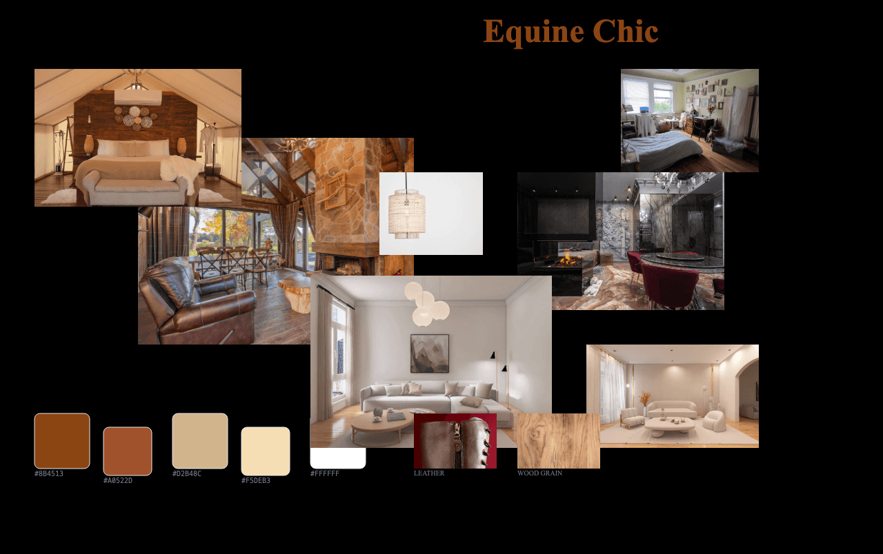 Complete Equine Chic moodboard layout with reference images and color palette