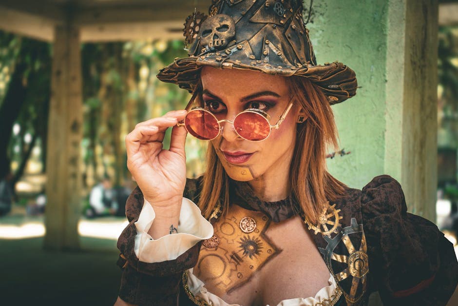 Neo-Victorian Steampunk aesthetic idea with velvet