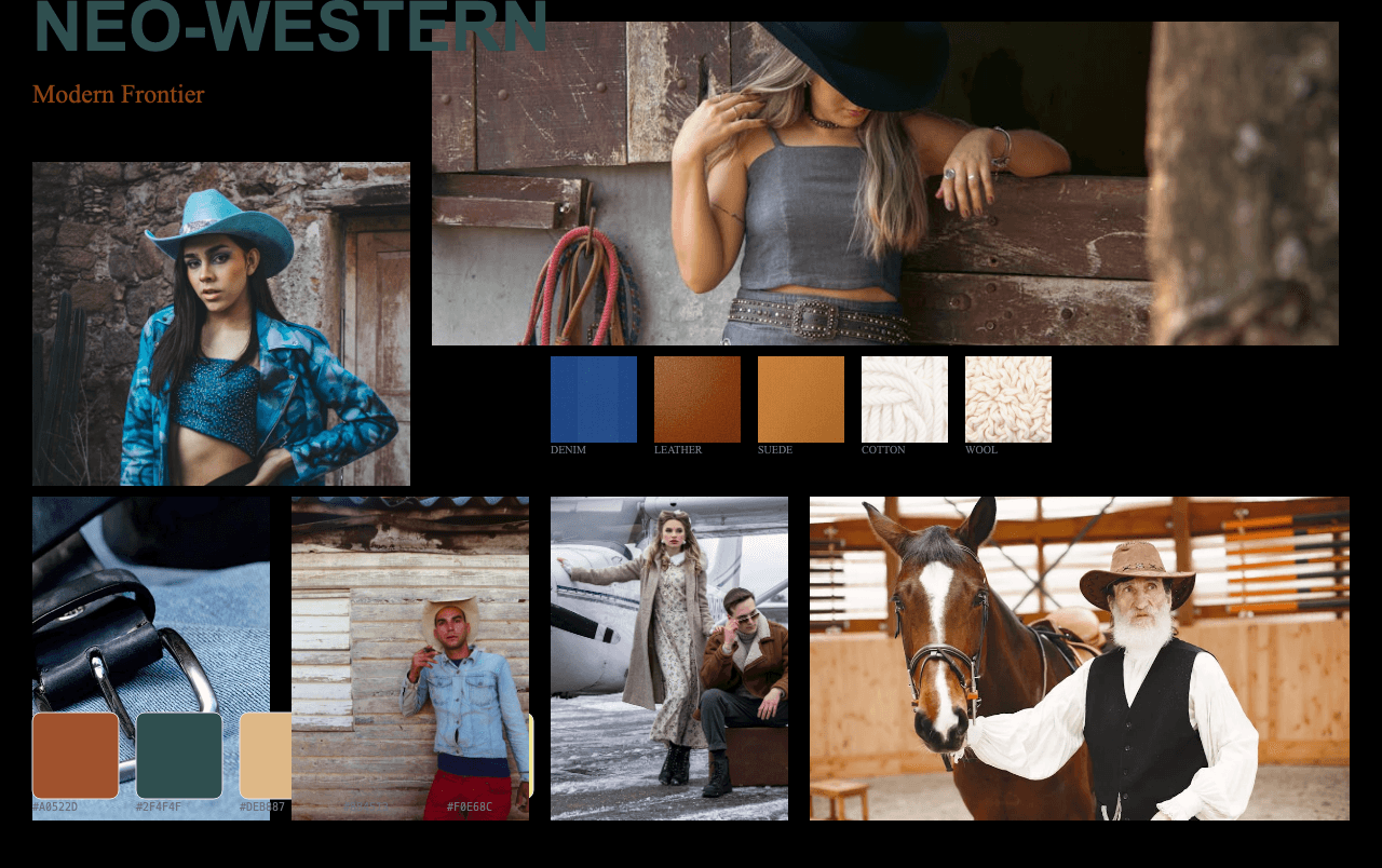 Complete Neo-Western moodboard layout with reference images and color palette