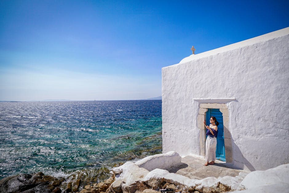 Sun-Drenched Cycladic Bohemian aesthetic idea with woven jute
